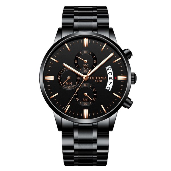 2022 gold watch brand luxury men watches waterproof quartz wristwatch relogio masculino business man watch gift d3, Slivery;brown